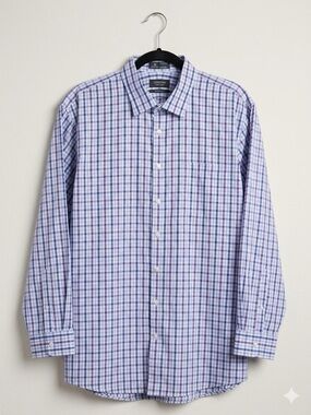 EUC Nordstrom Light Purple and White Plaid Dress Shirt